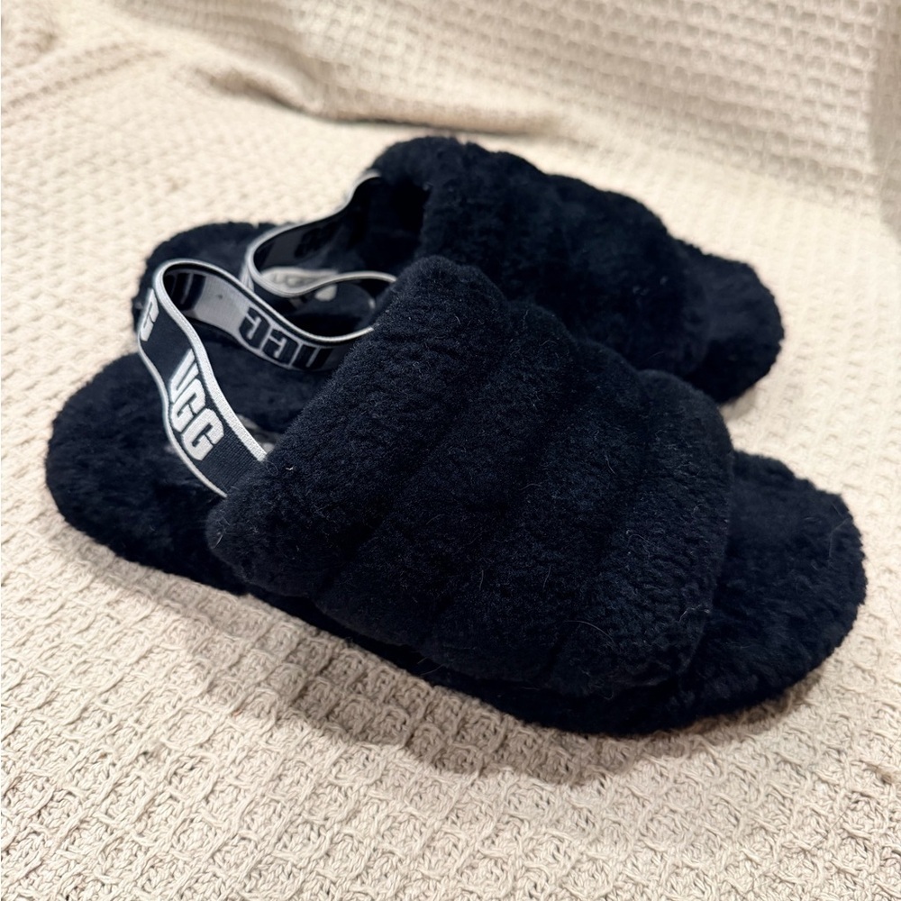 UGG Black Plush Sandals